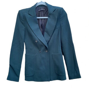 ZARA DARK GREEN WOOL TWO BUTTON BLAZER